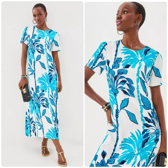 New! Lilly Pulitzer Charlee Blue Floral Maxi Dress Coconut Oversized 🩵 size 00 - Picture 2 of 15